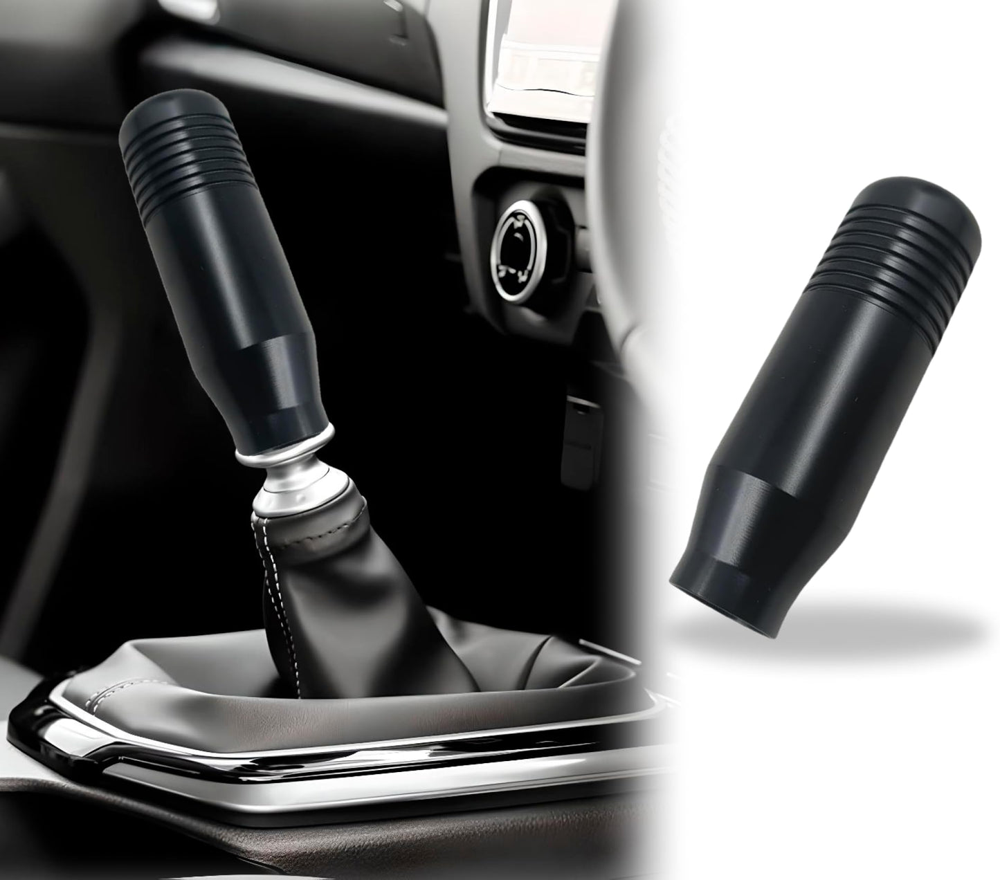 Black Carbon Fiber Shift Knob - Shifter Knobs and Adapter Compatible - Driving Force Stick Aluminum Weighted - Black Shift Knob Gear Shifting Lever Handle - Universal Auto Accessories Transmission