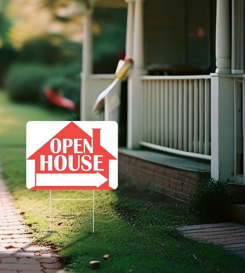 Set of 3 Double Sided 12x16 Inches Plastic Sign "Open House" - Signs Realtor Supplies Real Estate and Sale - Brokerages for Tenants Private Property - Signage Homeowners Selling Their Homes