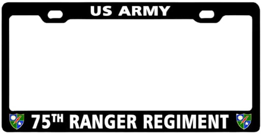 Car License Plate Frame 75th Ranger Regiment US Army - Aluminum Metal License Plate Cover with Screw - 2 Hole Bracket for Standart Cars USA Stainless Steel Tag Frame for Front or Rear