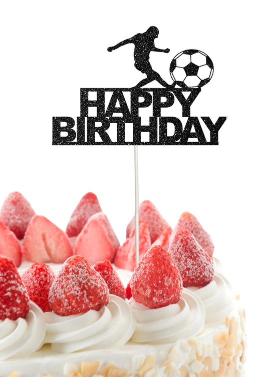 4.1x5.9 Inch Happy Birthday Soccer Paper Cake Topper - Boys or Girls Sports Cake Toppers - Football Player Cake Topper Boy Birthday Decorations - Sport Theme Man or Boy Birthday Party Supplies Decor