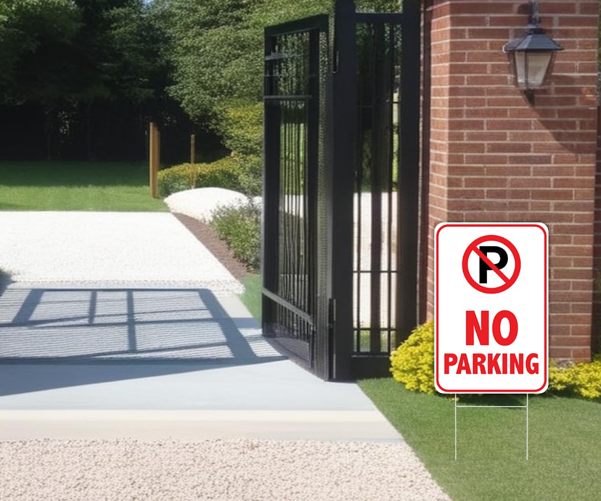 3 Pack 12x8 Inches No Parking Double Sided Sign with H-Stakes - No Parking Signs for Business or Yard - lastic Private Property No Parking Plastic Sign for Outdoor Driveway - Yard Lawn Decorations