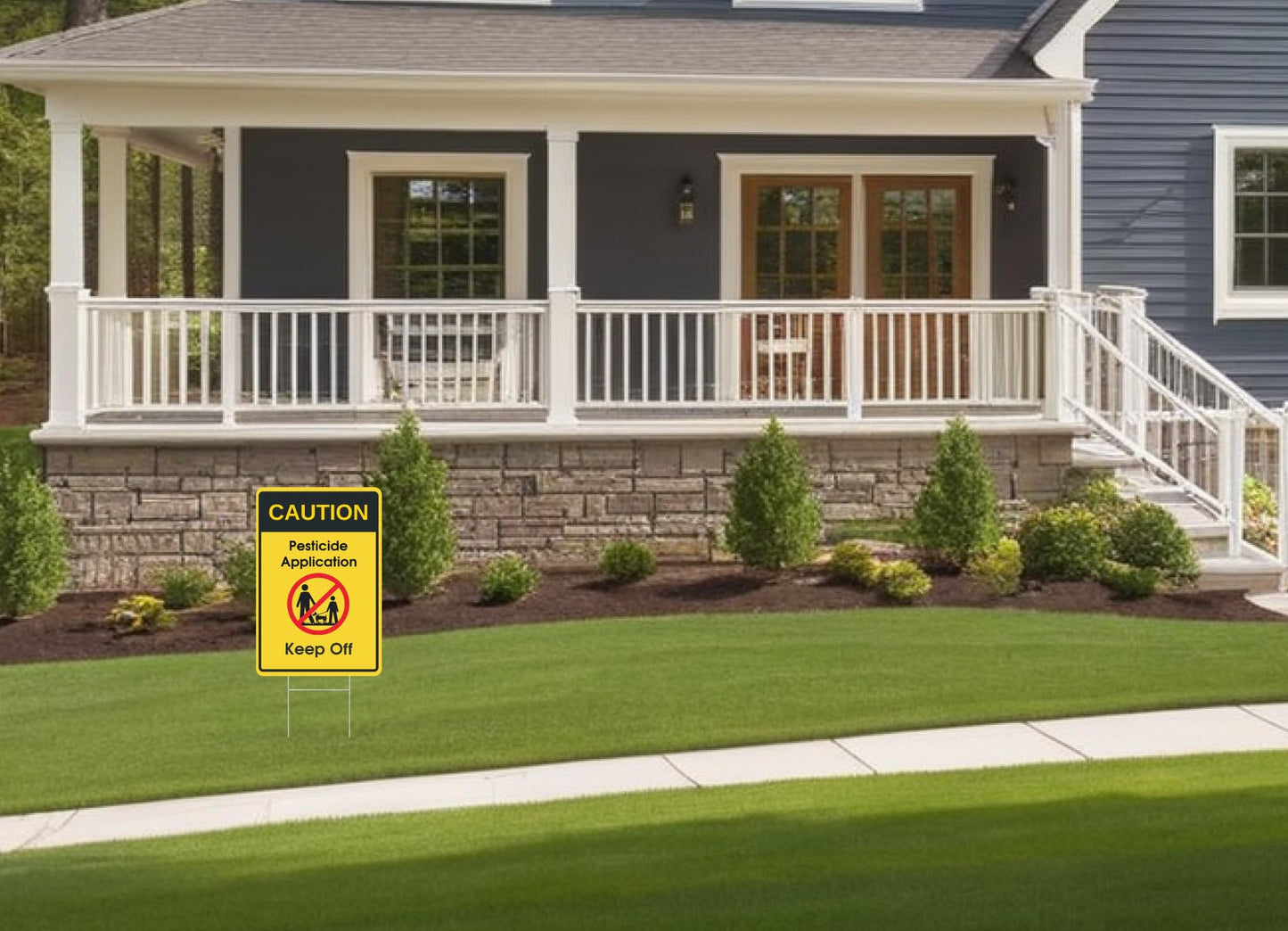 Set of 3 Double Sided 12x8 Inches Caution - Application, Keep Off Signs - Please Keep All Pets and Kids Off The Grass Sign - Plastic Security Stay Off My Grass Yard Sign - Please Keep Dogs Off Grass