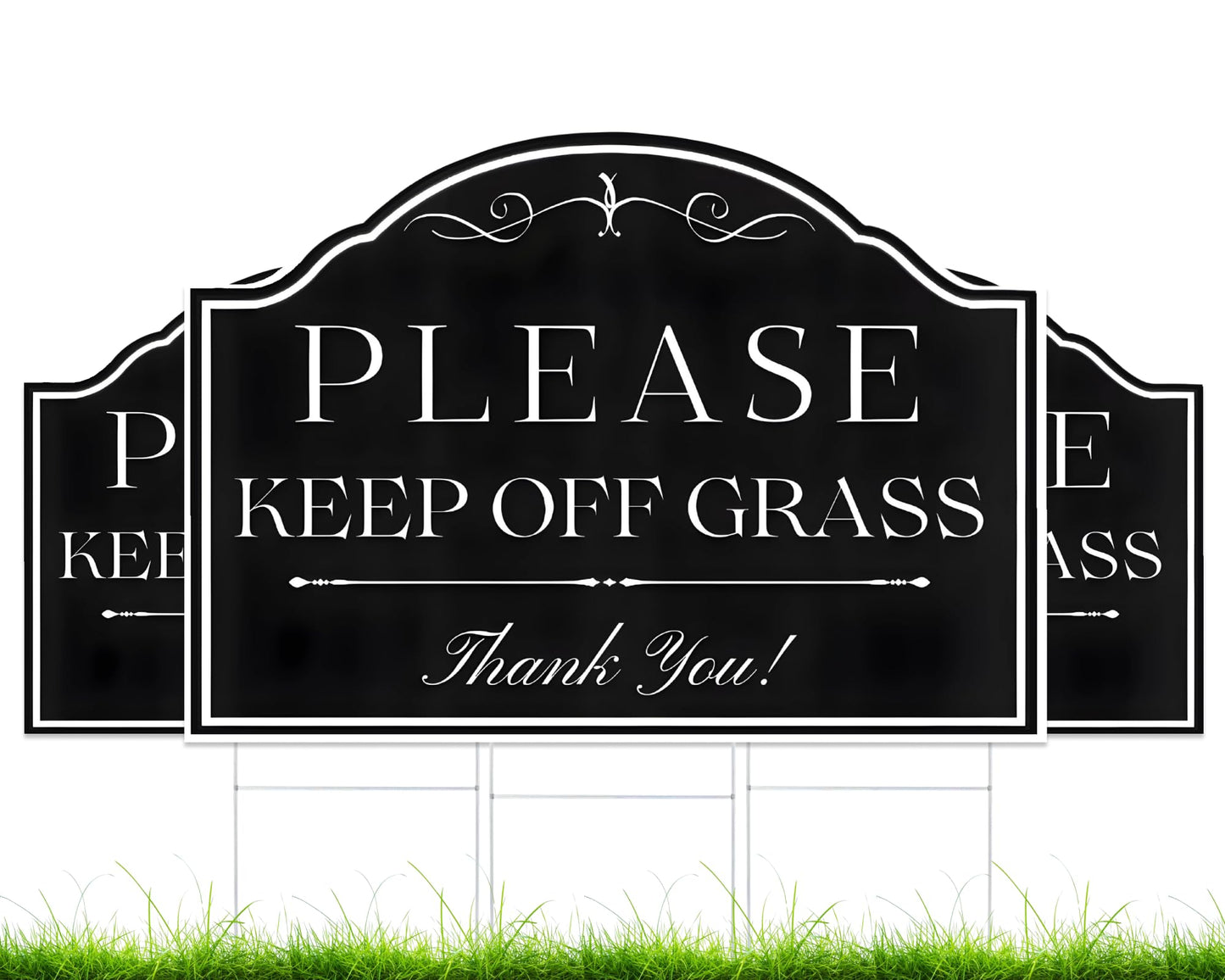 3 Pack 12x8 Inches Please Keep Off Grass, Thank You Sign with Stakes - Double Sided Don't Step On The Grass Signs - Please Keep Dogs Off Grass Sign for Yard - Plastic Security Stay Off My Grass