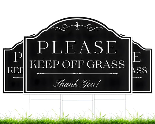 3 Pack 12x8 Inches Please Keep Off Grass, Thank You Sign with Stakes - Double Sided Don't Step On The Grass Signs - Please Keep Dogs Off Grass Sign for Yard - Plastic Security Stay Off My Grass