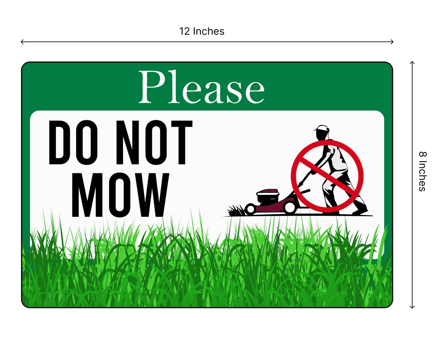 Set of 3 Double Sided Please Do Not Mow Sign with Metal Stakes - 12x8 Inches Plastics Garden Mow Signs for Outdoor and Indoor - No Mow May Yard Sign for Lawn - No Mowing Beyond This Point Sign