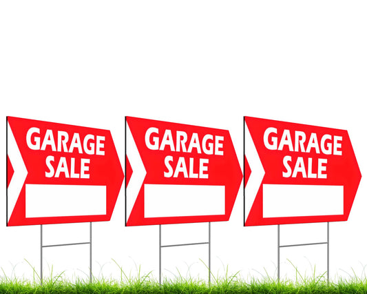 Set of 3 Plastic Home for Rent Sign 12x8 Inch - Garage Sale Sign - Lawn Signs with Stakes and House for Sale Signs - For Sale by Owner Large Signage - Outdoor Lawn Sale Sign for Real Estate Agents