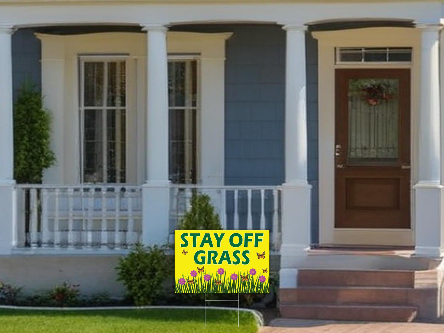 Pack of 3 Stay Off Grass Sign - 8x12 Double Sided Coroplast Keep Off Grass Sign with Stake - No Pooping Dog Signs - Keep Dogs Off Lawn Sign - No Pets No Dogs Allowed or Keep Dogs off Lawn Sign