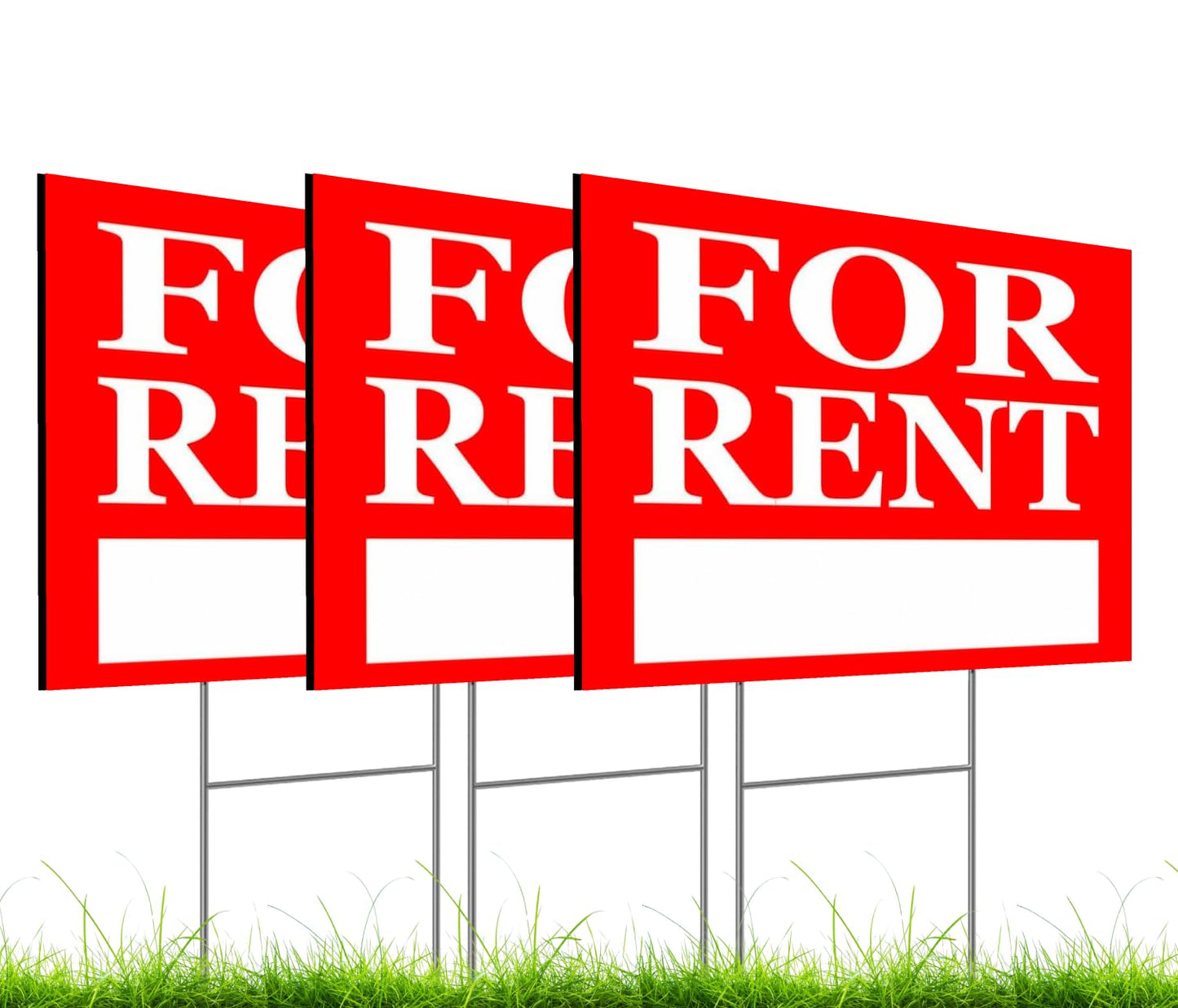 3 Pack 12x16 inch For Rent Sign Double Sided - Home for Rent Lawn Sign for Real Estate Agent, Homeowner - For Rent Rental House Home Apartment Car Auto Store Shops Business - Home Rent For Sale Signs