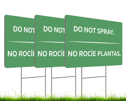 3 Pack 12x8 Inches Green Do Not Spray Plastic Sign with H-Metal Stakes - Please Stay Off My Grass Yard Sign - Neighborhood Street Caution Yard Signs - Double Sided Do No Spray Signs for Outdoor