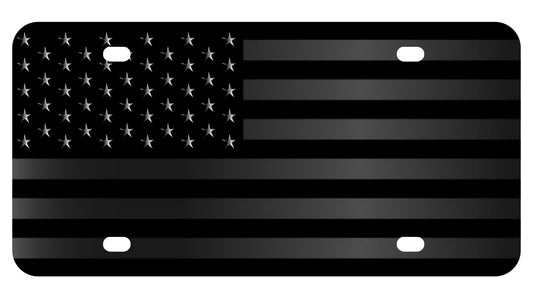 Personalized American Black Flag License Plate - Black Front Flag License Plates with 4 Hole - Personalise Car Front License Plate Stainless Steel - Standart Cars USA Tag Frame for Front