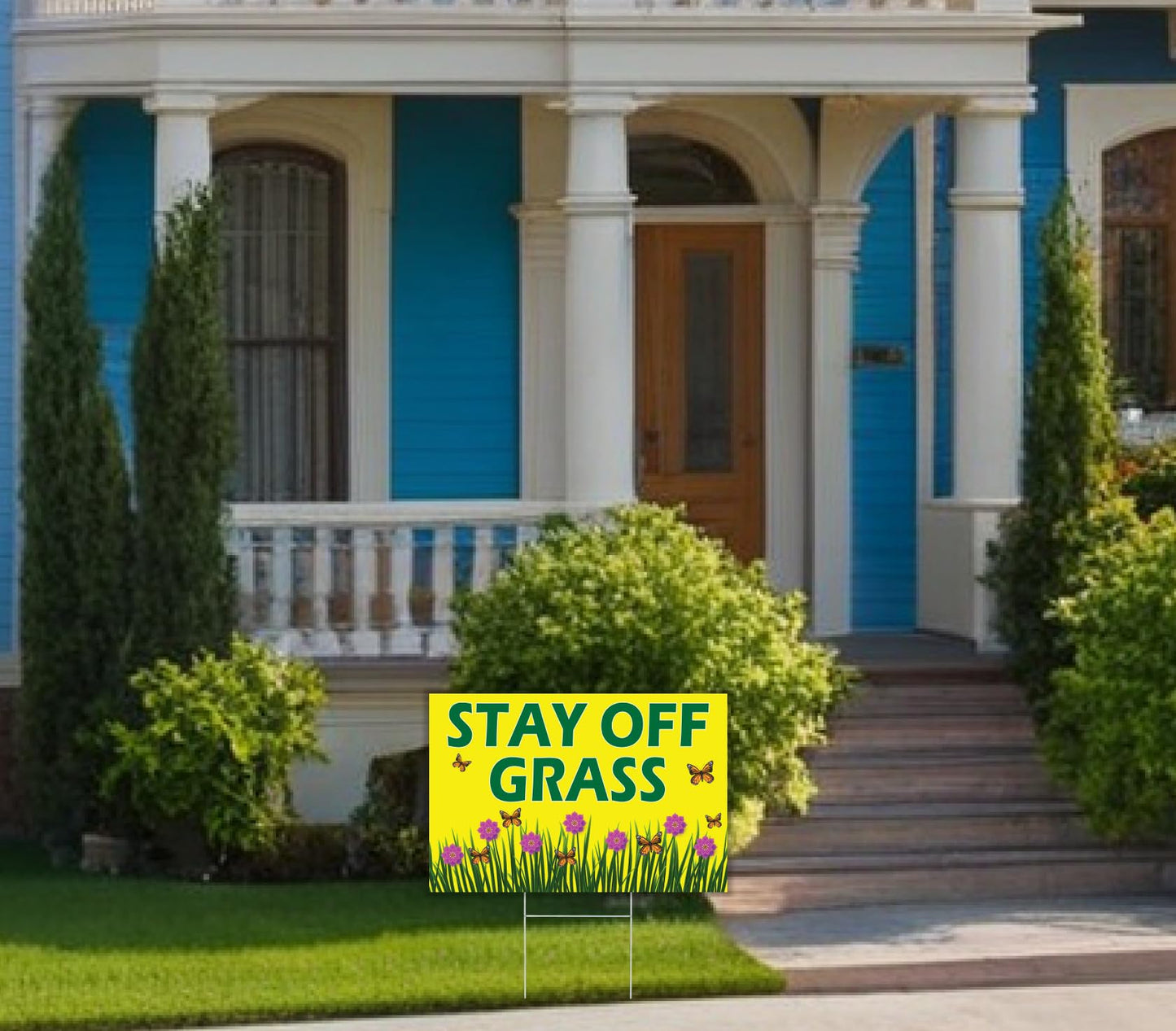 Pack of 3 Stay Off Grass Sign - 8x12 Double Sided Coroplast Keep Off Grass Sign with Stake - No Pooping Dog Signs - Keep Dogs Off Lawn Sign - No Pets No Dogs Allowed or Keep Dogs off Lawn Sign