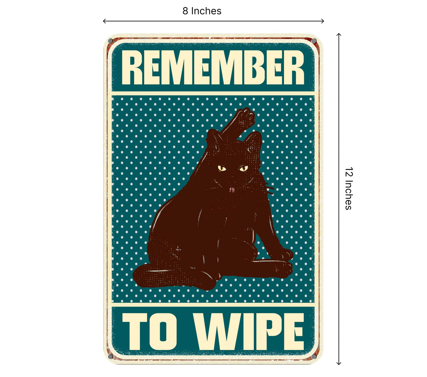 Set of 2 Remember Bathroom and Remember Toilet Signs - Funny Black Cat Poster - Decoration Metal Tin Sign Bathroom Wall Decor Sign or Toilet - Animals Sign for Washroom Decorations