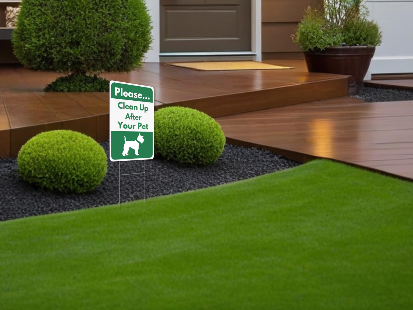 Set of 3 Double Sided 12x8 Inches Please Clean Up After Your Pet Be Courteous Thank You Yard Sign with Metal Stakes - No Dogs Allowed or Keep off Grass Sign - Please No Dog Signs No Pooping and Peeing