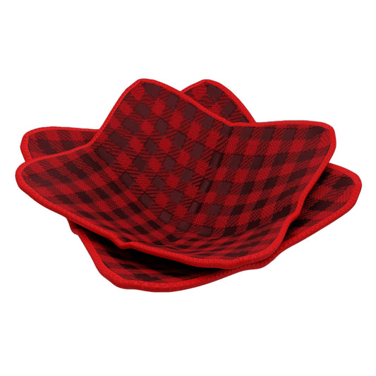 ULVEOL Set of 2 Black Red Microwave Bowl Cloth Hot Pads Pot - Microwave Safe Holder Multipurpose Heat Resistant Plate Holder Polyester Potholder - Protector for Heat Soup, Food, Meals