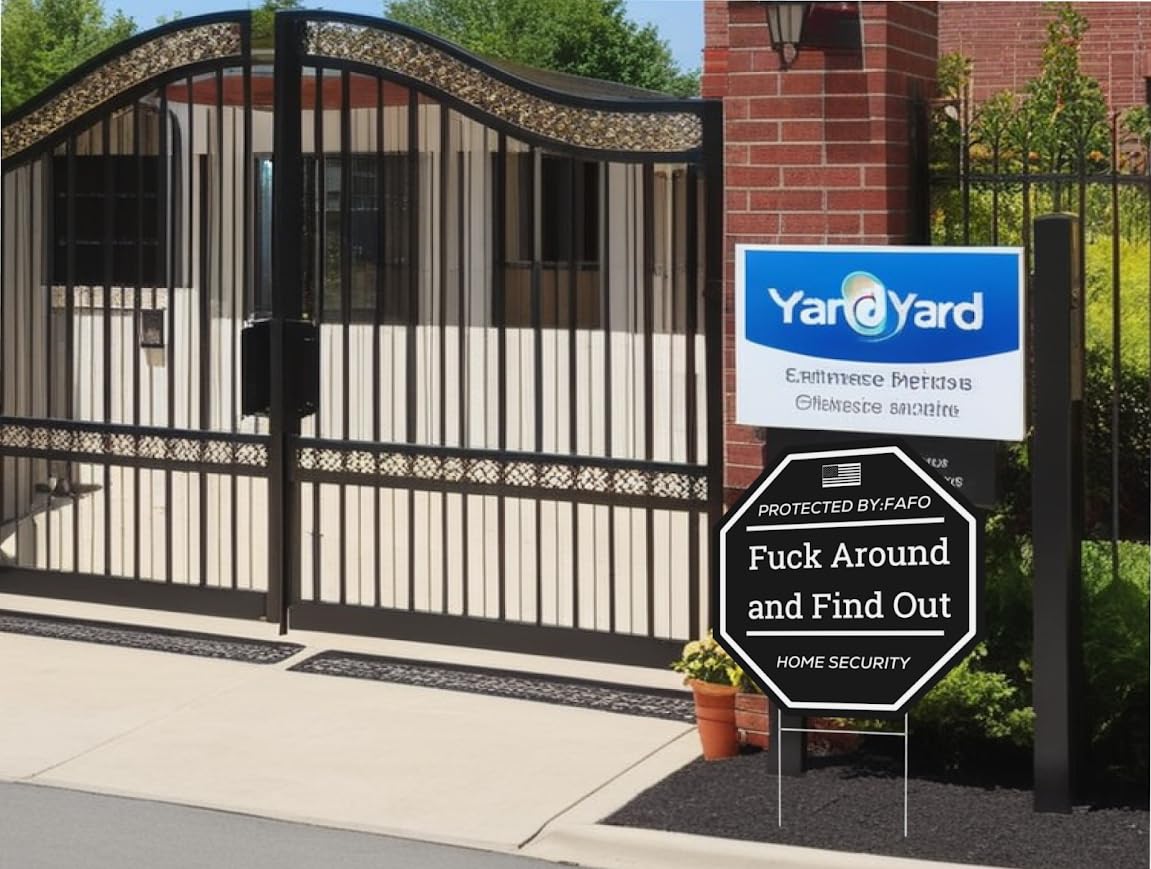 3X Double Sided 12x12 Inches F*ck Around and Find Out Signs with Metal H-Stakes - FAFO Home Security Front Yard Plastic Sign Decor - Property Security Protected Surveillance Sign - Funny Warning Signs