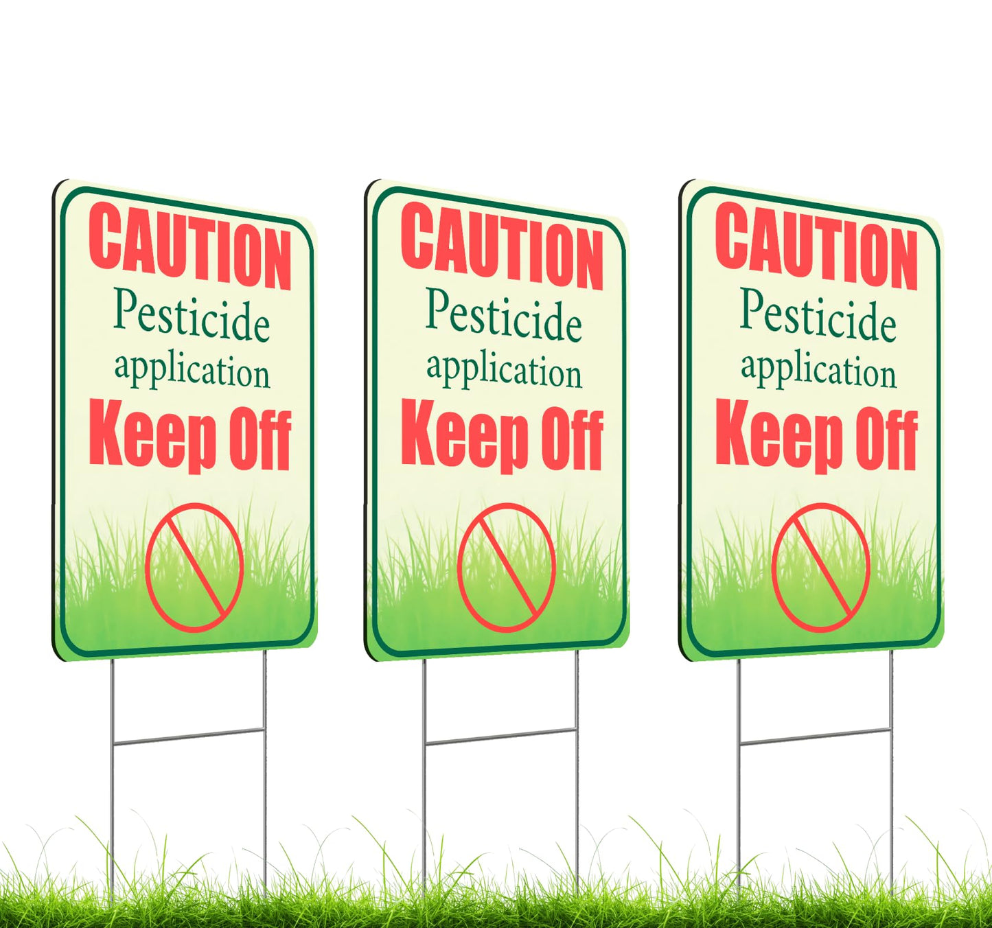 Set of 3 Double Sided 12x8 Inches Plastic Sign "Caution Application Keep Off" - Please Keep Off Grass Sign - Keep Pets Off Lawn Signs - Treated Grassplot Please do Not Enter