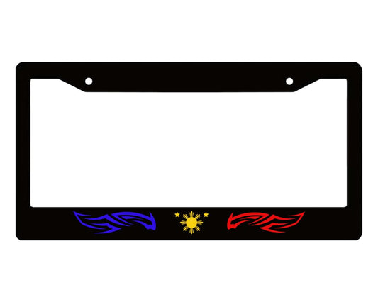 Personalized License Plate Frame Philippines Star Tribal - Auto Parts License Plate Cover Decorative - Metal Black Car Cover Tag Holder Frames with 2 Holes and Screw - Standart Cars USA Tag Frame