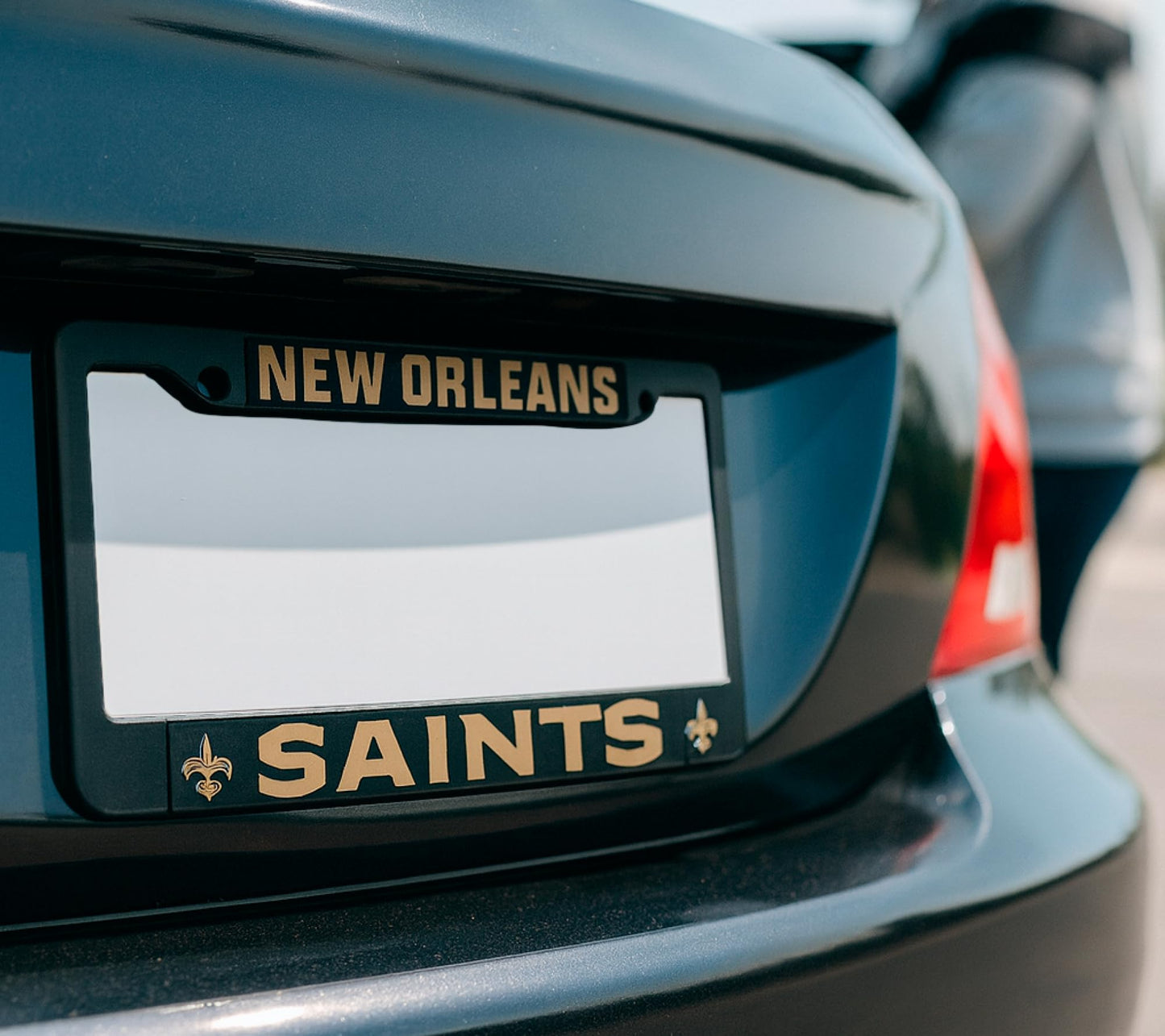 Personalized Car License Plate Frame - License Plate Frame New Orlean, Saints - Metal Plate Frame with 2 Holes and Screws 6x12.25 inches - Standart Cars USA Stainless Steel Frame for Front and Rear