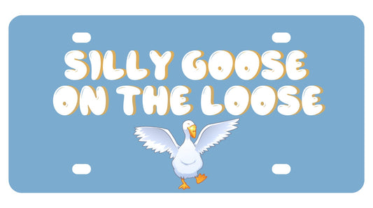 Personalized Funny Silly Goose on The Loose License Plate - Decorative License Plate Front Tag - Women or Man Car Accessories - Standart Cars USA and Canada Tag Frame for Front