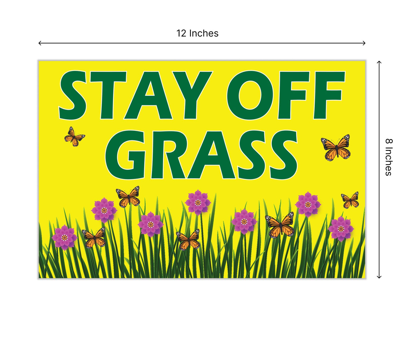 Pack of 3 Stay Off Grass Sign - 8x12 Double Sided Coroplast Keep Off Grass Sign with Stake - No Pooping Dog Signs - Keep Dogs Off Lawn Sign - No Pets No Dogs Allowed or Keep Dogs off Lawn Sign