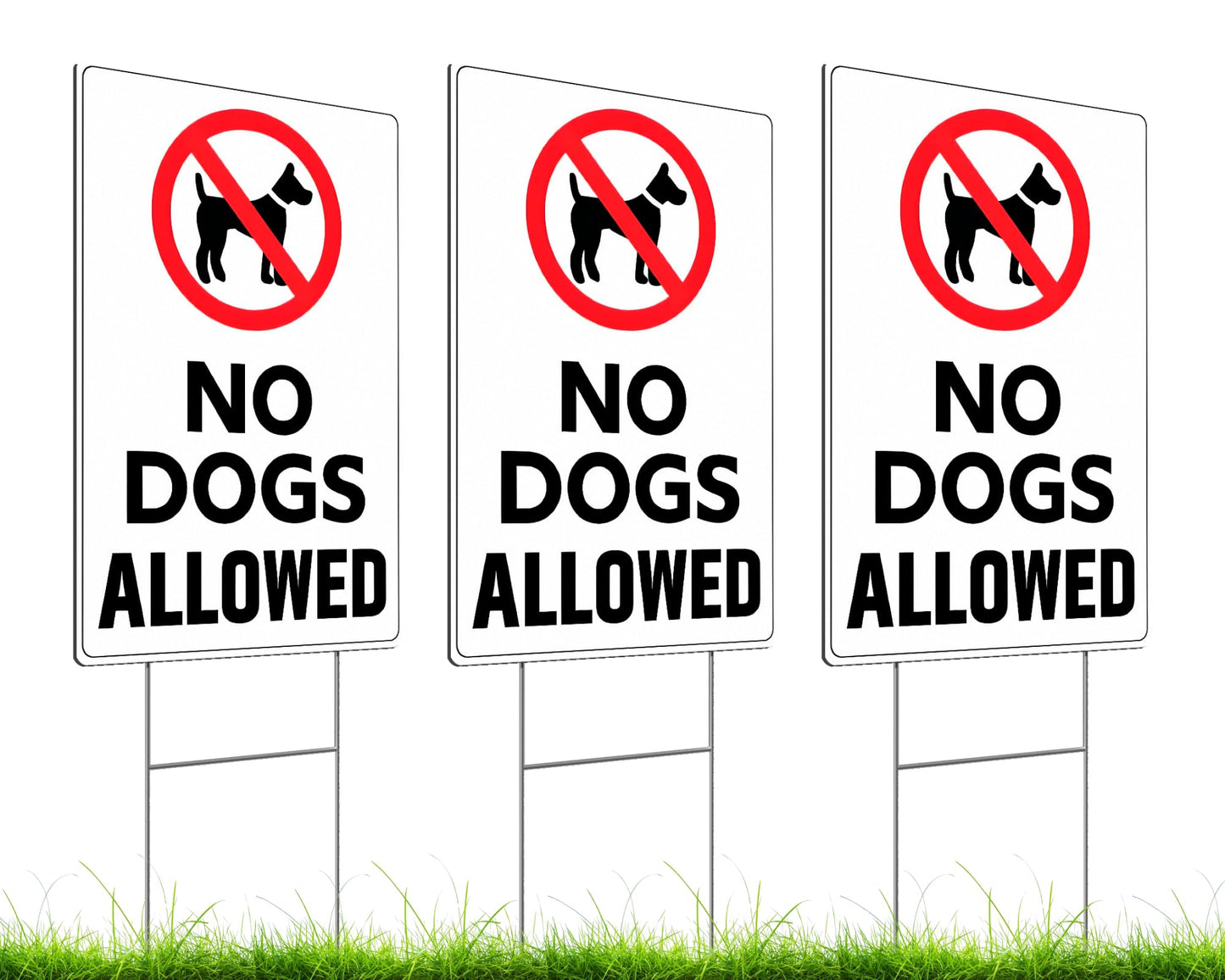 Set of 3 No Dogs Allowed Sign with Stake - 8 x 12 Inch No Pets Allowed Signs - Keep Dogs Off Lawn Sign - No Pooping or Peeing Dog Sign for Yard - Dog Signs For Home Decor - Dogs Off Grass