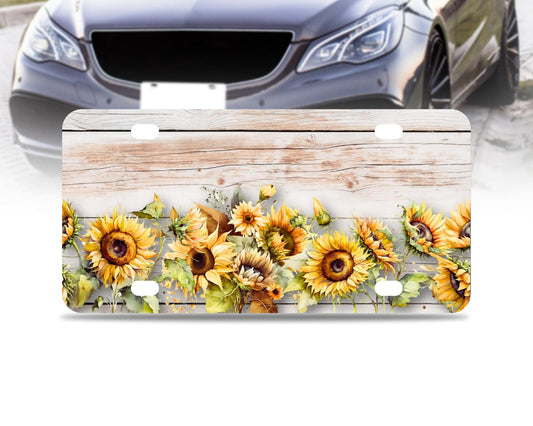 6x12.25 Inch Sunflower Butterfly License Plate Frame - Flowers Insect Stainless Steel License Plate Frames with 4 Holes and Screws - Funny for Car Decorative for Women or Men - US Standard Frame