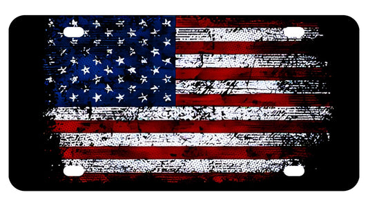 Personalized Vintage American Flag License Plate Frame - Personalise USA Flag Car Front Stainless Steel - Metal Standart Cars USA and Canada Frame for Front - Decorative for Men or Women