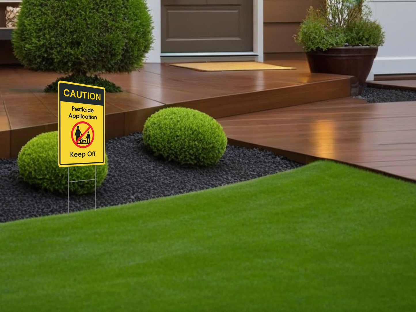 Set of 3 Double Sided 12x8 Inches Caution - Application, Keep Off Signs - Please Keep All Pets and Kids Off The Grass Sign - Plastic Security Stay Off My Grass Yard Sign - Please Keep Dogs Off Grass