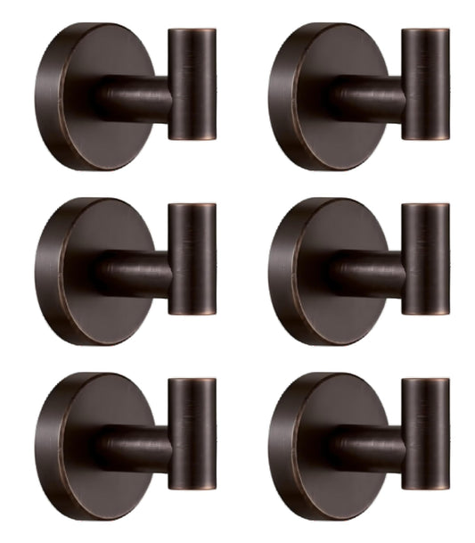 Set of 6 Black Towel Hooks 2.16" x 2.55" х 5.2" - Bathroom Robe Hook - Bath Farmhouse Coat Clothes Hook Wall Mounted for Kitchen - Stylish Bath Hooks for Towels - Stainless Steel Bath Towel Holder