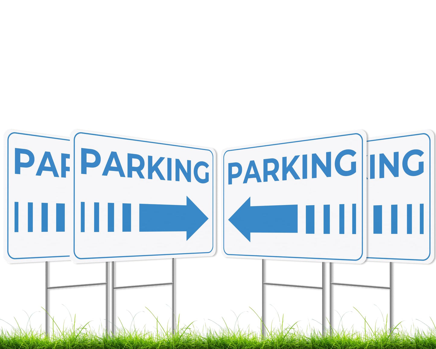 Set of 3 Double Sided 12x16 Inches Event Parking Sign with Metal Wire H-Stakes - Directional Arrows Plastic Guest Parking Sign - Yard Plastic Signs with Pointer to Parking Space - Road Traffic Signs