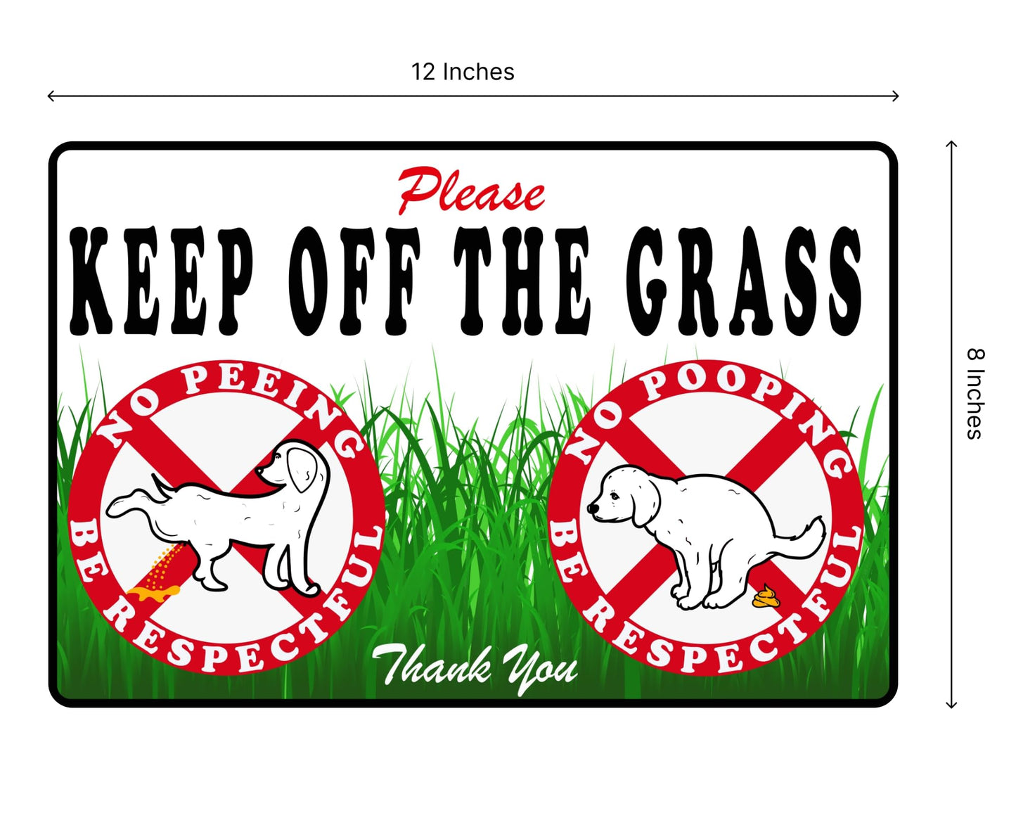 Set of 3 Please Keep Off Grass Sign with Metal Stakes - 8x12 Inches Double Sided No Dog Pooping or Peeing Signs - Keep Dogs Off Lawn Sign - Curb Your Dog Sign - Dog Walk Off Lawn Do Not Step Signs