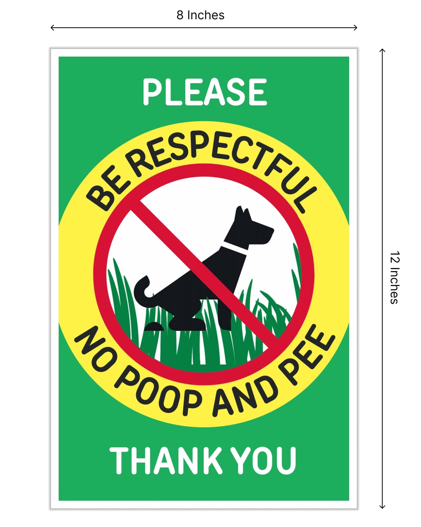 Set of 3 Double Sided 12x8 Inches Please Be Respectful No Poop And Pee Thank You Sign with Metal Stakes - No Pet Pooping or Waste or Poop - No Pooping and No Peeing Dog Yard Signs