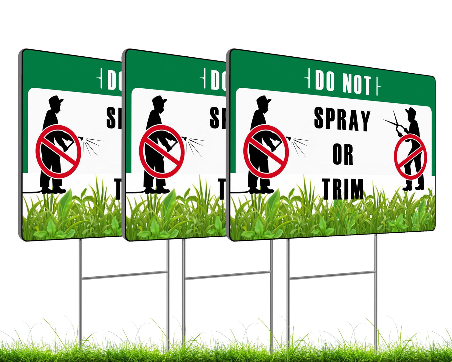 Set of 3 Double Sided Do Not Spray or Trim Sign with Metal Stake 12x8 Inches - Double Sided Plant Sign or Plastic Garden Sign - Plastics Garden Signs for Outdoor and Indoor - Bilinguals Plants Signs