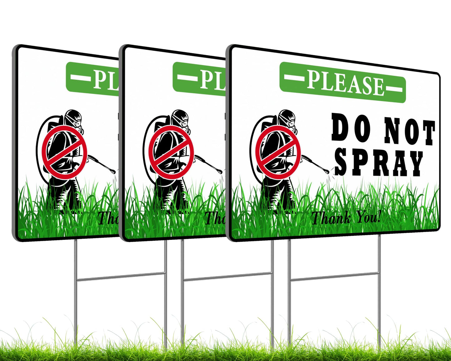 3 Pack 12x8 Inches Do Not Spray, Thank You with Metal Stakes - Plastic Double Sided Neighborhood Street Caution Yard Signs - Do No Spray Signs for Outdoor or Indoor/Onside or Inside