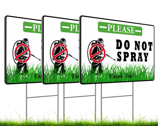 3 Pack 12x8 Inches Do Not Spray, Thank You with Metal Stakes - Plastic Double Sided Neighborhood Street Caution Yard Signs - Do No Spray Signs for Outdoor or Indoor/Onside or Inside