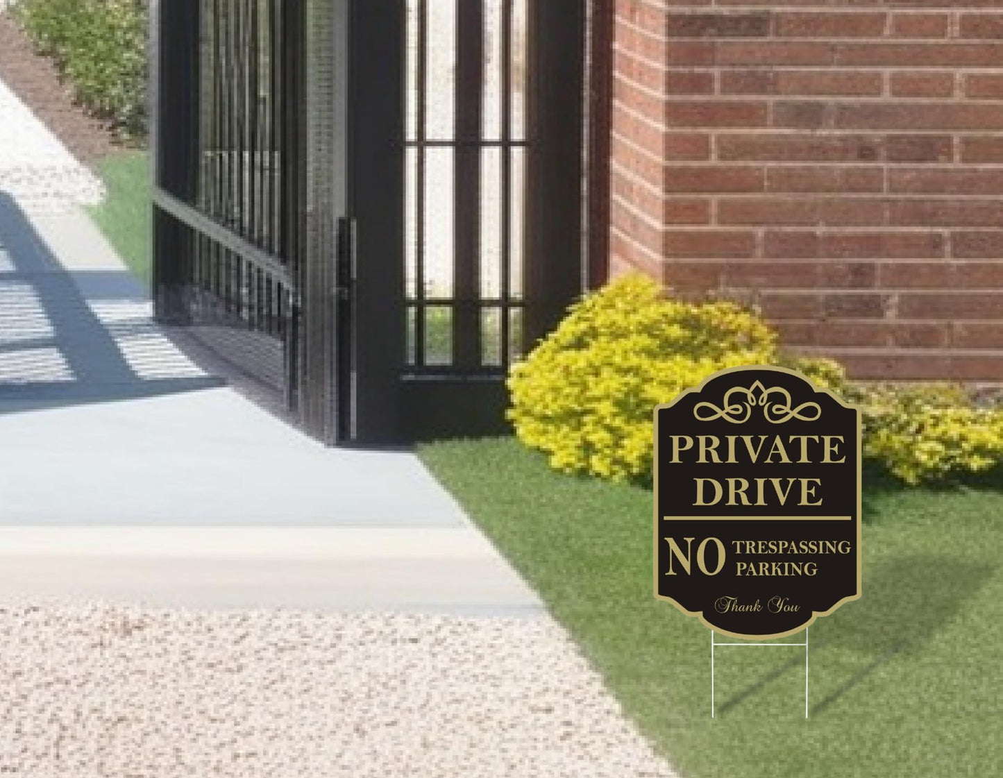 Set of 3 Double Sided 12x16 Inches Private Drive No Trespassing Parking Thank You Signs with Metal H-Stakes - Private Driveway Signs with Stand -Plastic No Parking Sign for Ourdoor