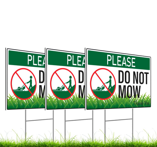 8x12 Inch Do Not Mow Sign with Stake - Corrugated Plastic - No Mow May Yard Sign for Lawn - No Mowing Beyond This Point Sign - Do Not Mow Plastic Plaque Decoration Hanging Artwork Sign Double Sided