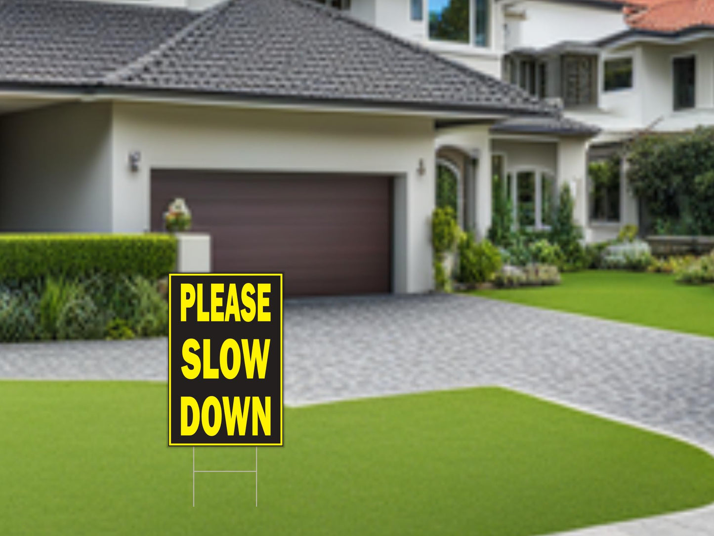 3X Double Sided 8x12 Please Slow Down Sign for Playing Kids in the Street - Traffic Signs with Stakes - Slow Road Sign for Neighborhoods - Speed Limit Signs - Drive Like Your Kids Live Here Yard Sign