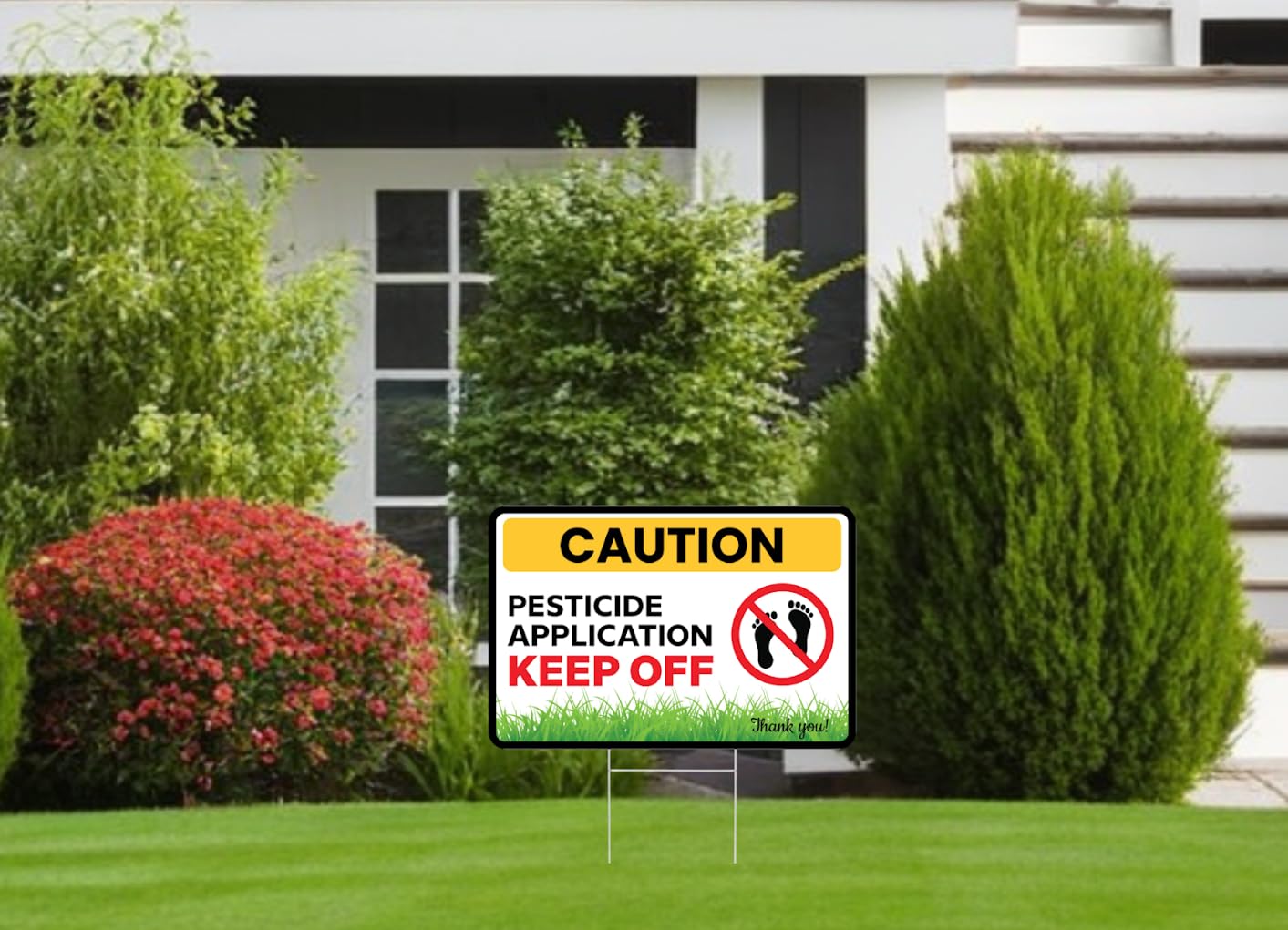 Set of 3 Double Sided Caution Application Keep Off with Metal Stakes - Plastic Street Caution Yard Sign - Plastic Surface Keep off Sign for Lawn Grass Warning - Please Keep All Pets Off The Grass Sign