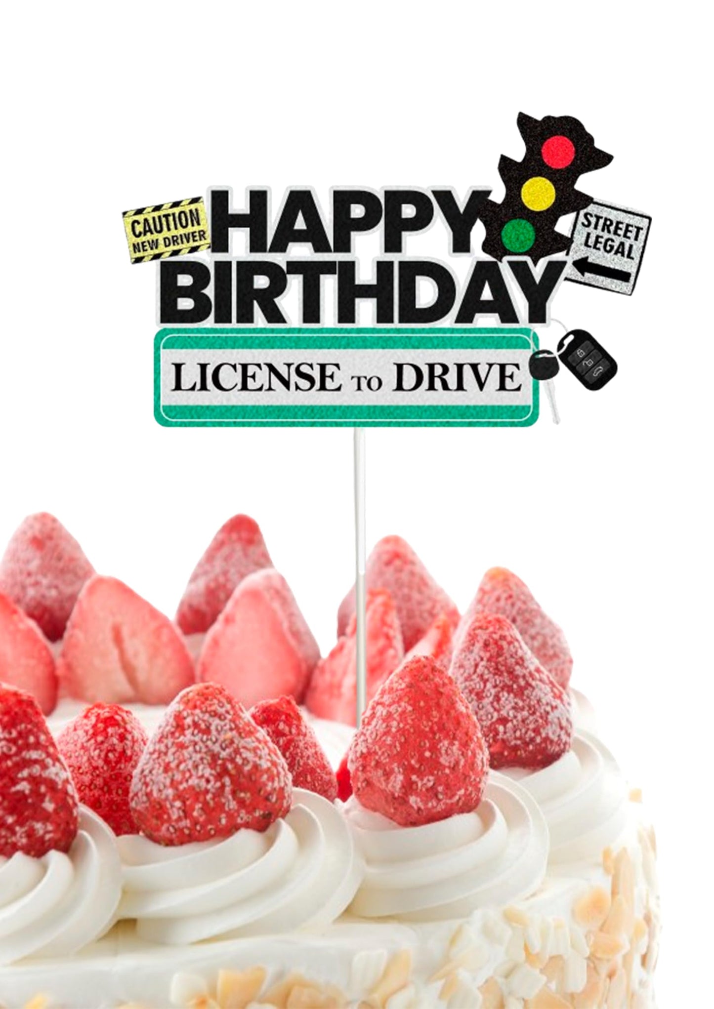 Driver License Birthday Cake Topper - New Driver Birthday Cake Decor - Car Road Signs Theme Party Supplies - Learner Driver Birthday Cake Toppers - Sports Themed Birthday Party Decoration for Boys