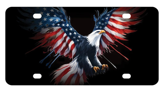 Personalized USA Flag American Bald Eagle License Plate - Personalise Car Front License Plate Stainless Steel - Metal Car Plates - Standart Cars USA Tag Frame for Front