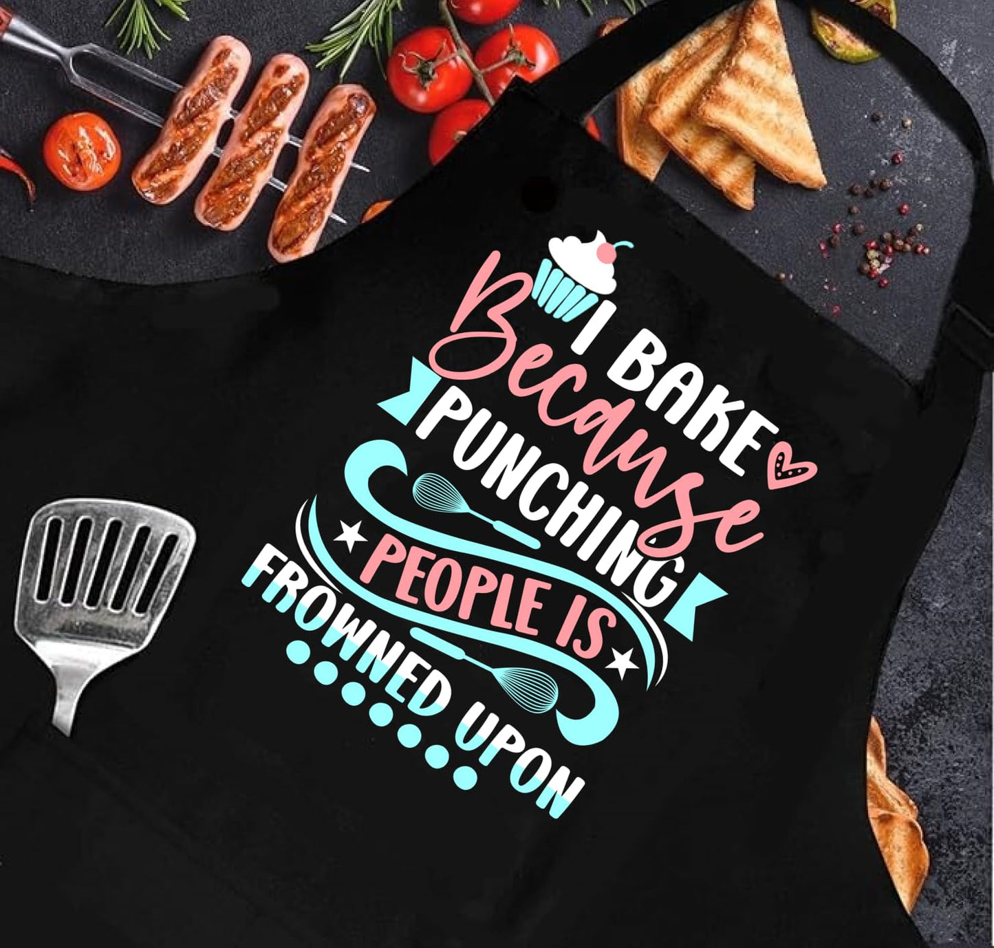 27.5x31.9 Inch Baking Aprons for Women and Men - Prints for Aprons I Bake Because People Is Frowned Upon - Polyester Kitchen Aprons with 2 Pockets - Cute Gifts for Bakers - Grilling BBQ Chef Apron