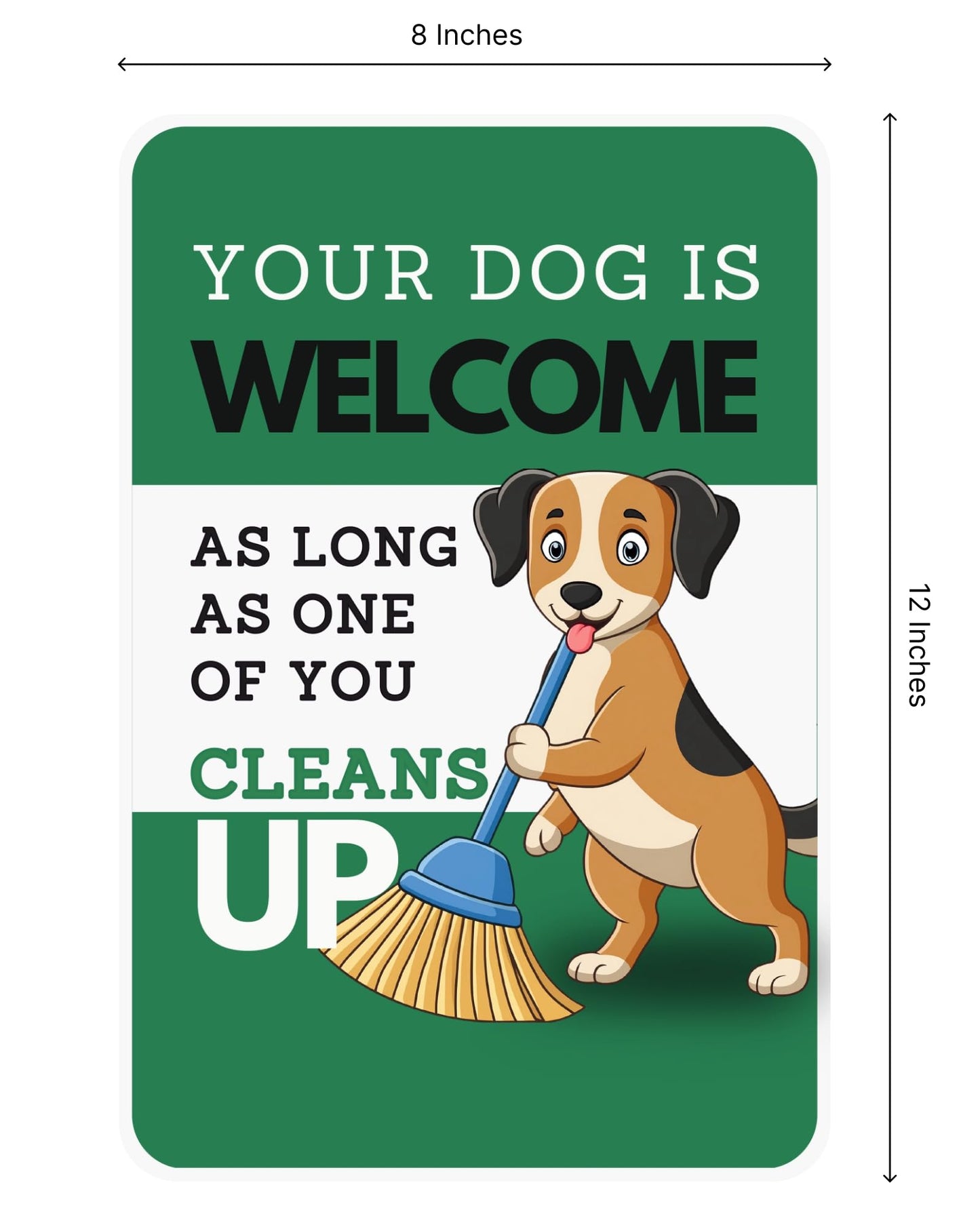 Set of 3 Double Sided Funny Clean Up After Your Dog Yard Sign with Metal Wire H-Stakes - 12x8 Inches Your Dog Welcome As Long As One of You Cleans Up Signs - Pick Up Your Dog Poop Signs for Outdoor