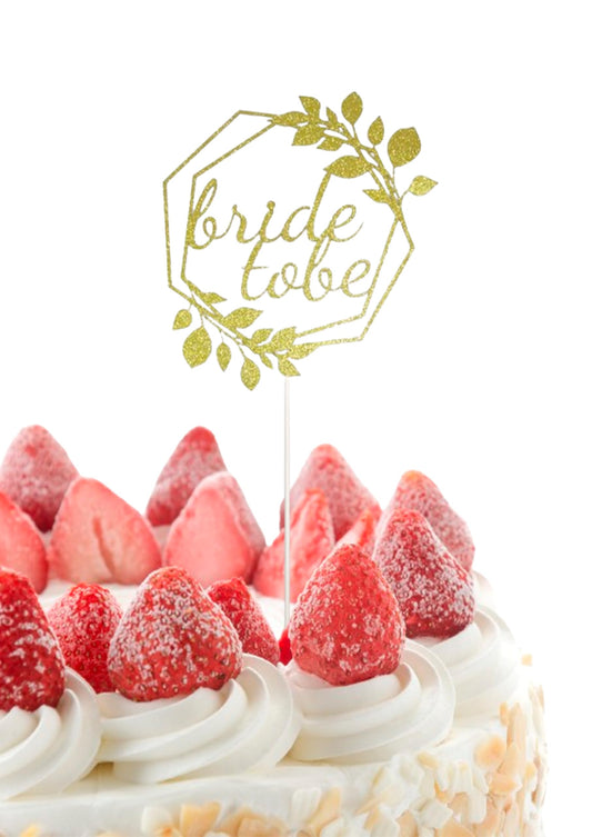5.9x6.3 Inch Bride to Be Cake Topper - Gold Wedding Cake Paper Decoration Supplies - Bridal Shower Party Cake Decorations Gifts - Photo Booth Props - Bachelorette Party Decorational for Girls