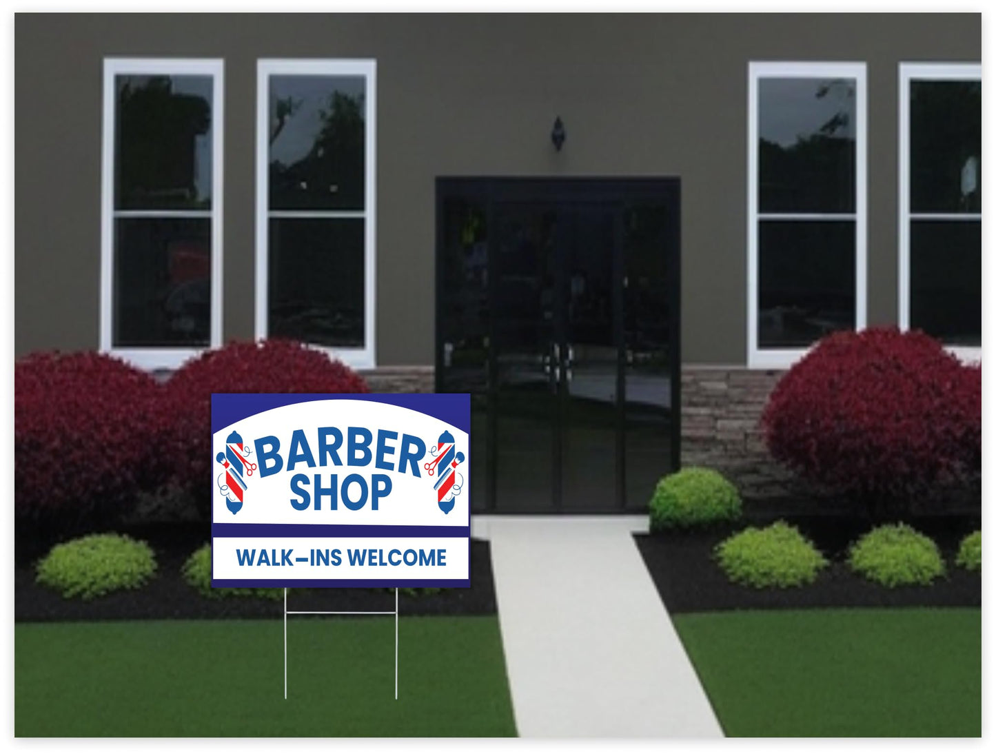 12x16 inch pack of 3 Barber Shop (Arrow) Yard Sign - Double-Sided Print with Metal Stakes - Barber Shop Grand Opening Plastic Sign - Spa Barber Shop Open Advertising Printing Lawn Garden