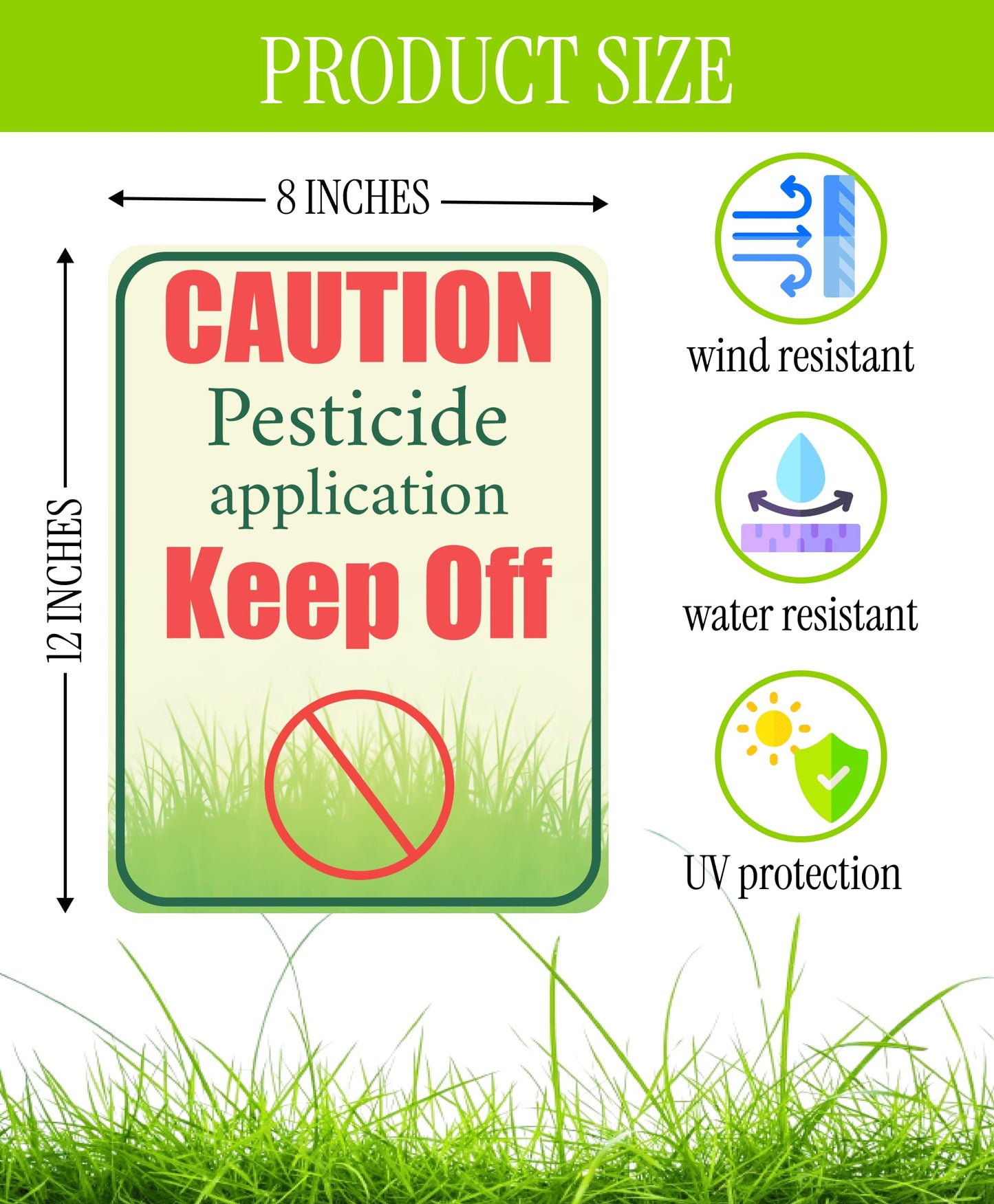 Set of 3 Double Sided 12x8 Inches Plastic Sign "Caution Application Keep Off" - Please Keep Off Grass Sign - Keep Pets Off Lawn Signs - Treated Grassplot Please do Not Enter