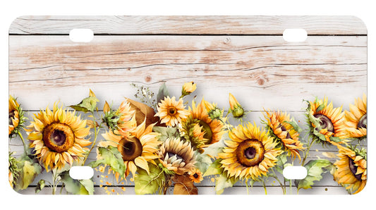 Personalized Sunflower Butterfly License Plate - Flowers Insect Stainless Steel Front License Plate - Funny for Car Decorative for Women or Men - Standart Cars USA and Canada Tag Frame for Front