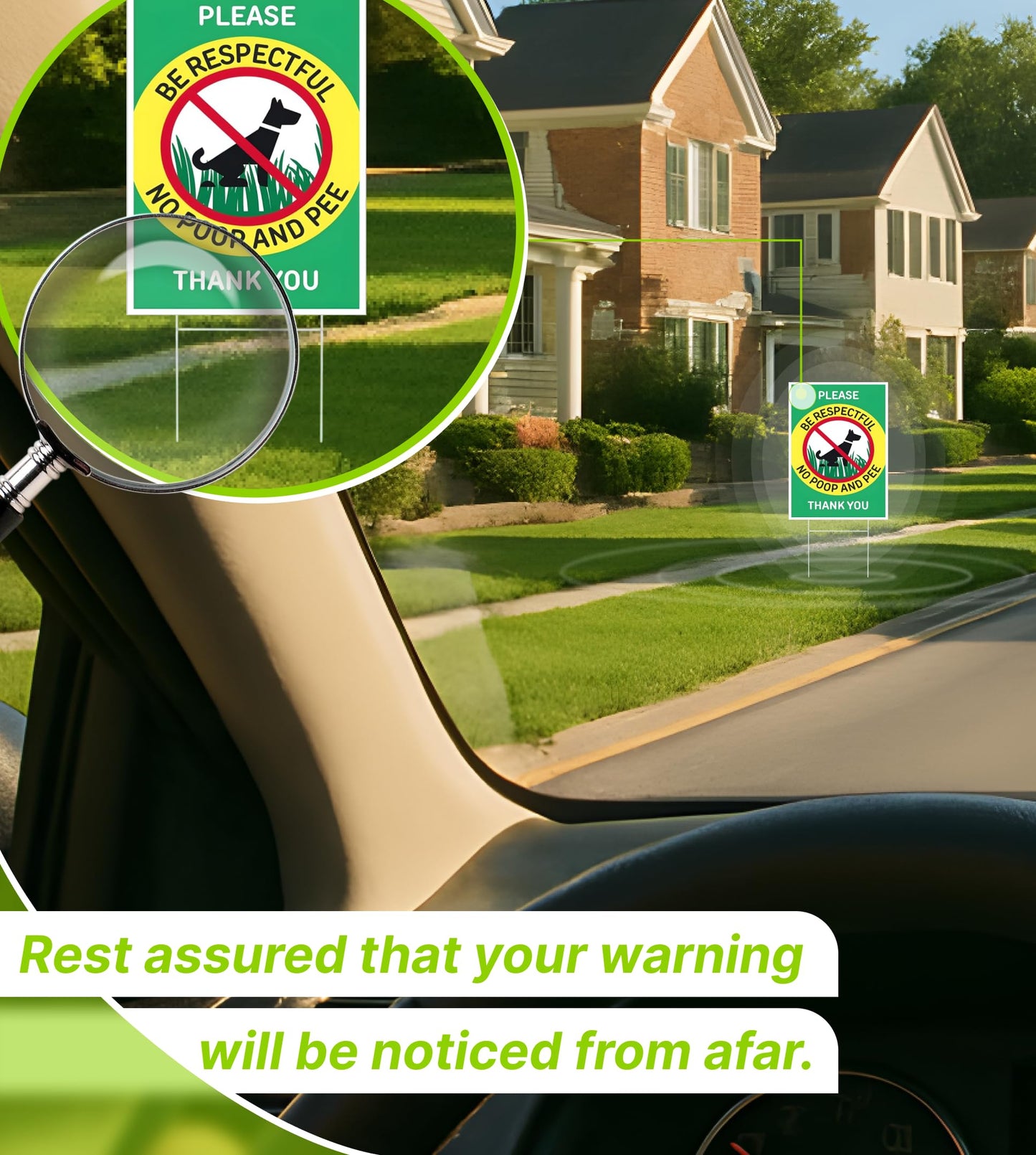 ULVEOL Set of 3 Double Sided 12x8 Inches Please Be Respectful No Poop And Pee Thank You Sign with Metal Stakes - No Pet Pooping or Waste or Poop - No Pooping and No Peeing Dog Yard Signs