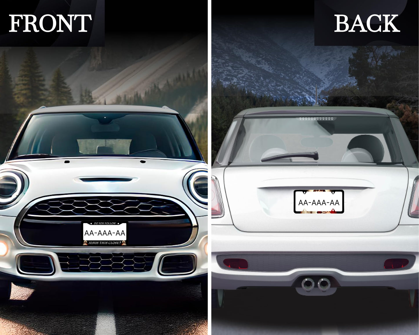 2X Personalized Car License Plate Frame 6x12.25 Inch Do You Follow Jesus This Close? - Metal License Plate Frame with 4 Holes and Screws Universal Accessories - Standart Cars USA Frame for Front