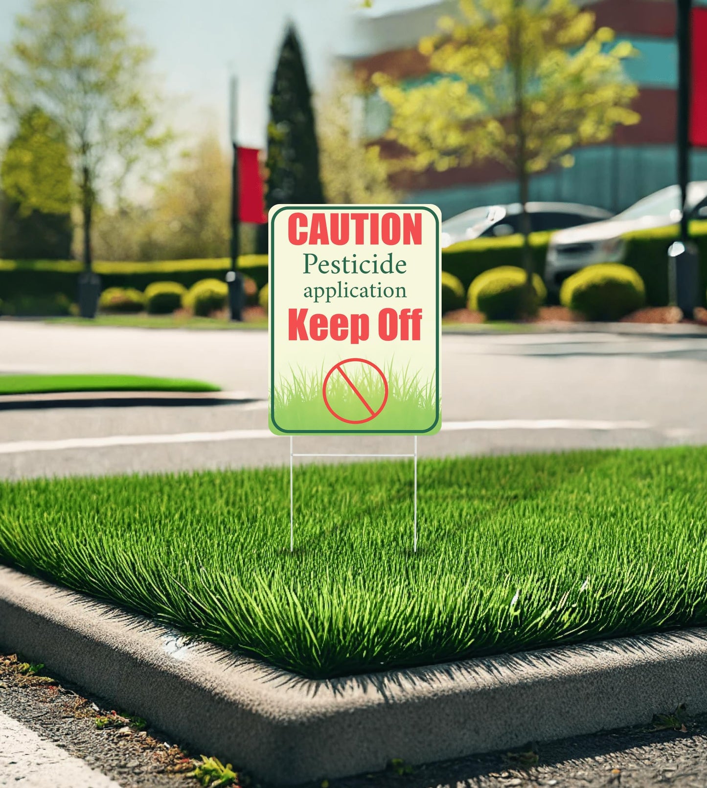 Set of 3 Double Sided 12x8 Inches Plastic Sign "Caution Application Keep Off" - Please Keep Off Grass Sign - Keep Pets Off Lawn Signs - Treated Grassplot Please do Not Enter